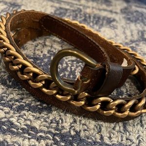 Gap brass ring leather belt XS